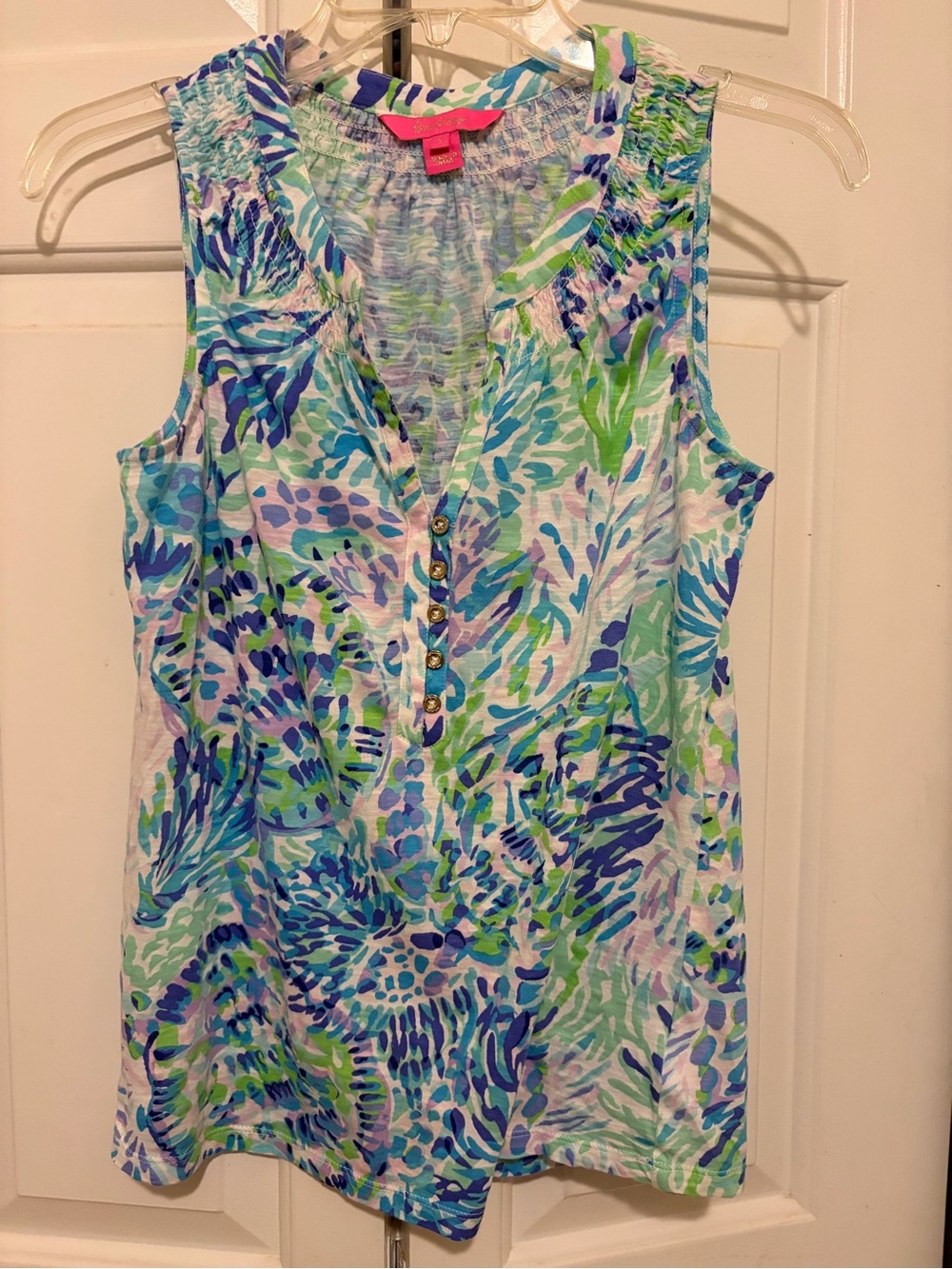 Lilly Pulitzer Blue, Green & White Printed Sleeveless Tunic